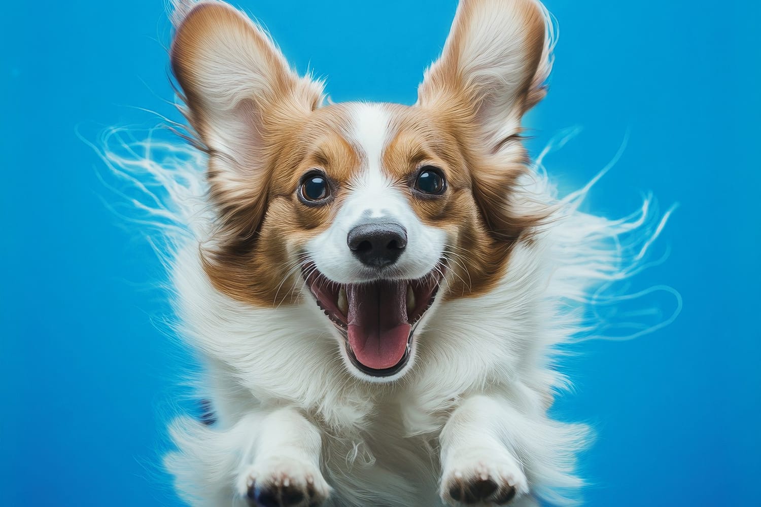 Fröhlicher Hund springt — Hundeschule SUPERDOG Krefeld