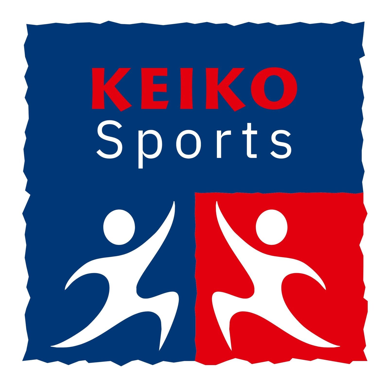 KEIKO Sports Logo: zwei springende Figuren in Navy und Rot