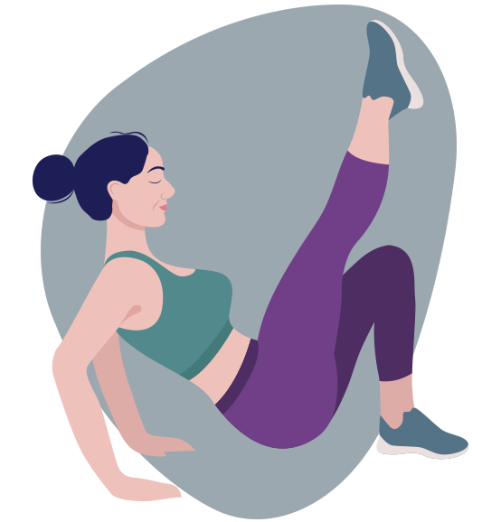 Illustration: Frau in dynamischer Übung mit gestrecktem Bein